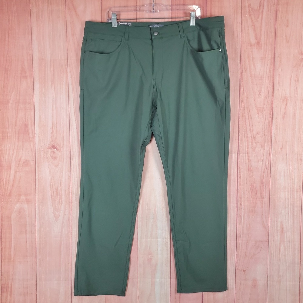 Members Mark Benton Performance Pants Mens 40x32 Green Stretch Slim‎ Fit UPF 30